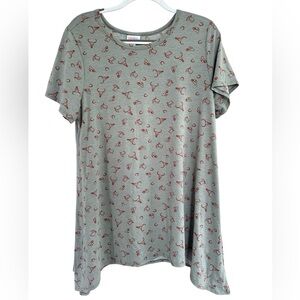 LuLaRoe Gray XL Melissa Tunic Top Western Boots Hats Horseshoes cowboy core A165